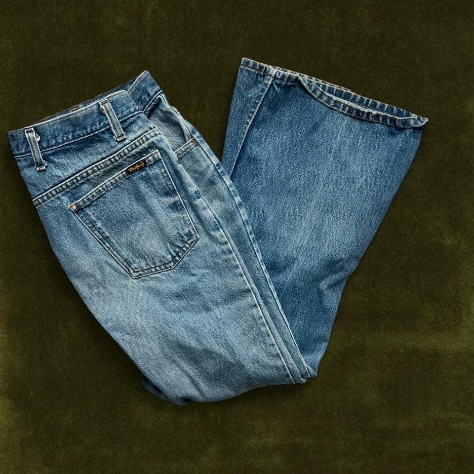 1970s Vintage Sears Thumbs Up Regular Fit Flare Denim Jeans - 38x27